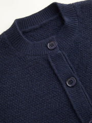Knit Round Neckline Button Thick Cardigan