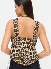 Sweetheart Leopard Hanky Hem Knotted Tank Top