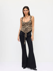 Sweetheart Leopard Hanky Hem Knotted Tank Top