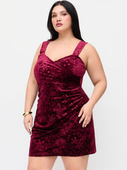 Velvet Sweetheart Neckline Floral Ruched Mermaid Maxi Dress Curve & Plus