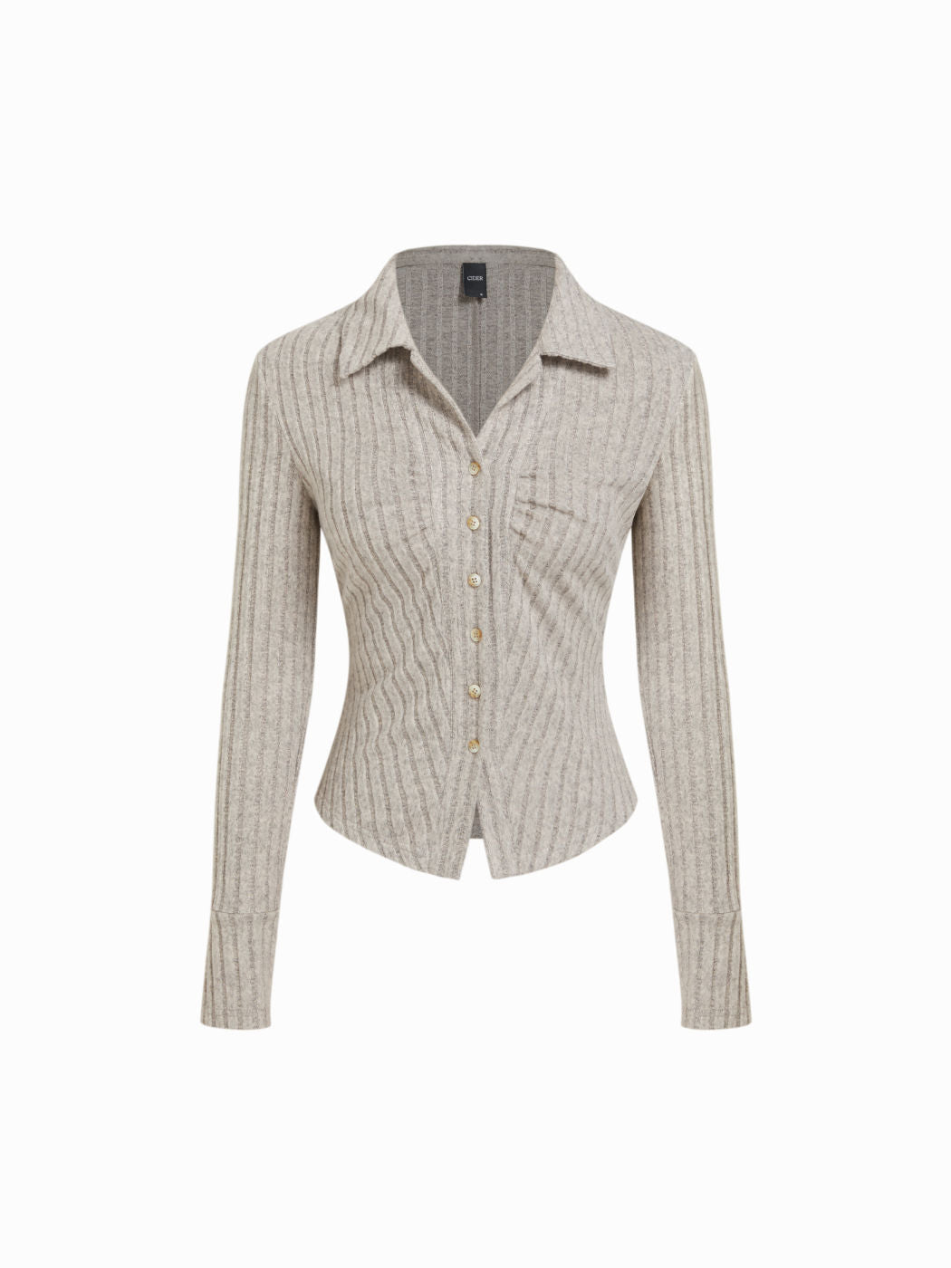 Textured Collar Ruched Long Sleeve Shirt