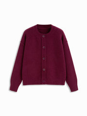 Knit Round Neckline Button Thick Cardigan