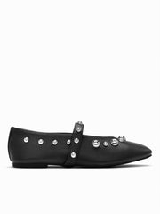 SQUARE TOE STUDDED FLATS