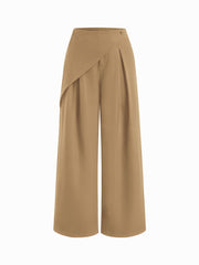 Wrinkle-free Fabric Mid Rise Wrap Wide Leg Trousers