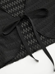 Solid Texture Crop Cardigan