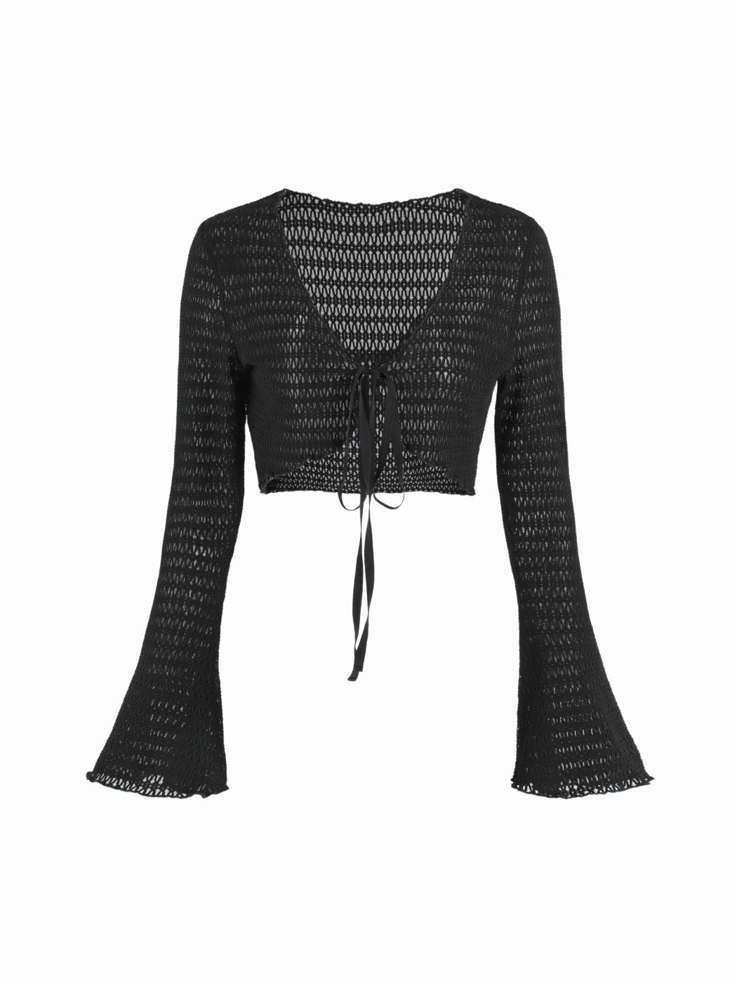 Solid Texture Crop Cardigan