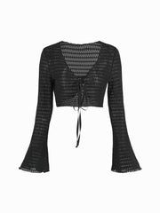 Solid Texture Crop Cardigan
