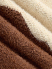 Knit Wool-blend Cow Pattern Round Neck Oversized Sweater
