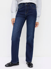 Stretch Cider Denim Mid Rise Straight Leg Jeans