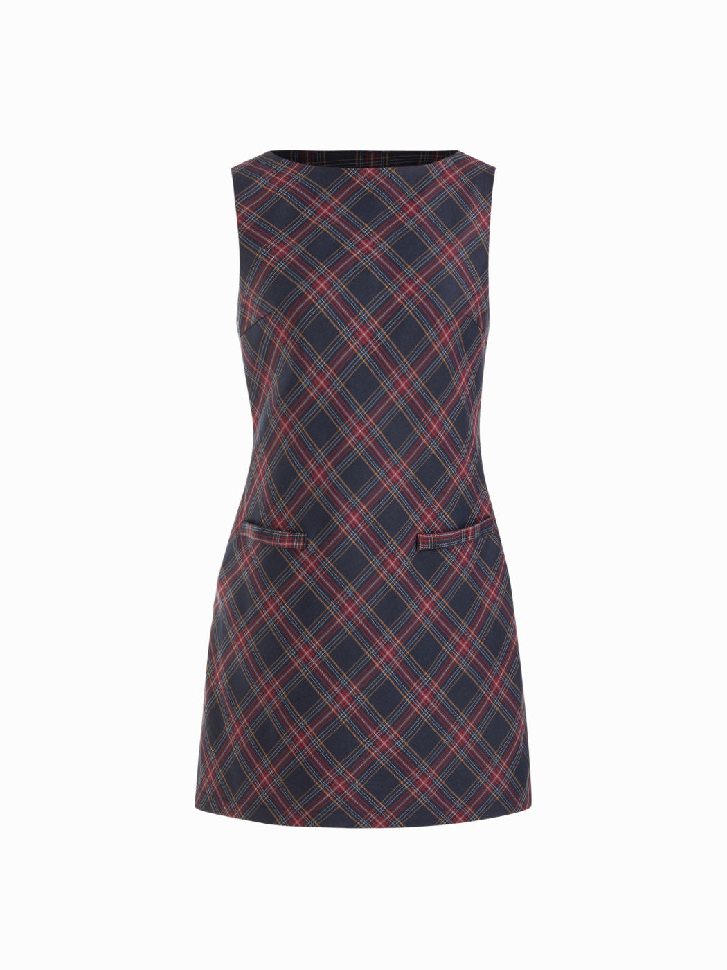 Plaid Boat Neck Mini Shift Dress