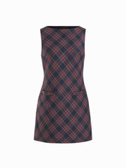 Plaid Boat Neck Mini Shift Dress