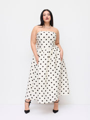 Tube Polka Dot Shirred Maxi Dress Curve & Plus