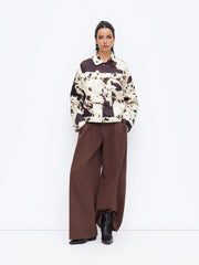 Collar Cow Print Oversized Jacket