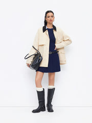 Contrasting Collar Oversized Barn Jacket