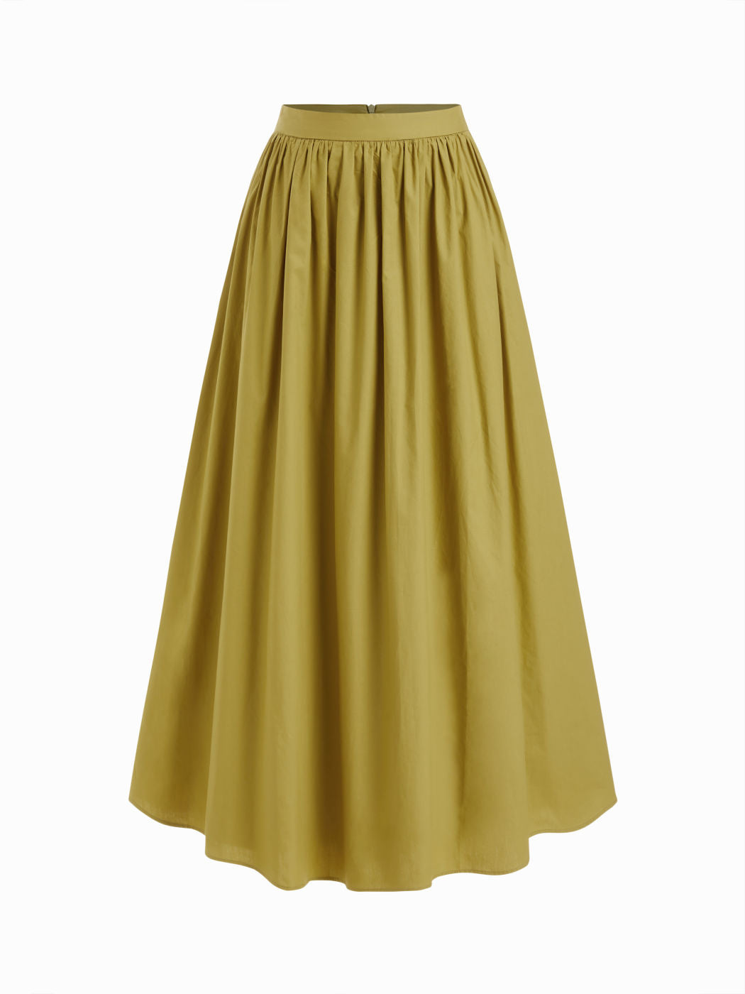 100% Cotton Mid Rise Solid Ruffle Maxi Skirt