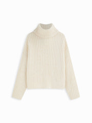 Wool-blend Knit High Neck Long Sleeve Oversized Top