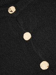 Knit Round Neckline Long Sleeve Metal Button Cardigan