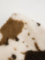 Faux Fur Deer Low Rise Animal Print Half Zip Mini Skirt