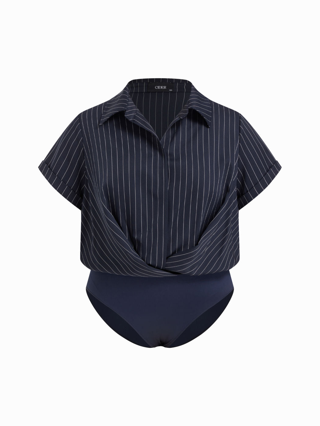 Collar Twist Oversized Shirt Bodysuit Curve & Plus