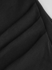 Asymmetrical Neck Long Sleeve Metal Detail Cut Out Ruched Split Top