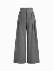 Wool-look High Rise Pleated Wide Leg Trousers