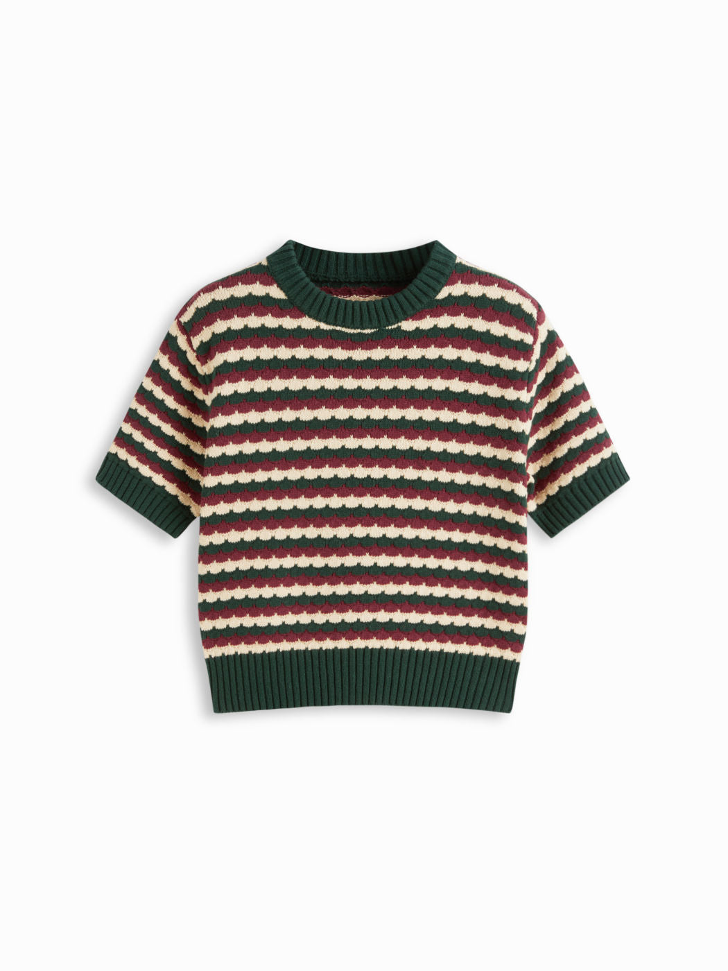 Knit Striped Short Sleeve Top