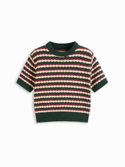 Knit Striped Short Sleeve Top