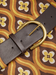 Boat Neck Floral Zipper Mini Dress With Belt