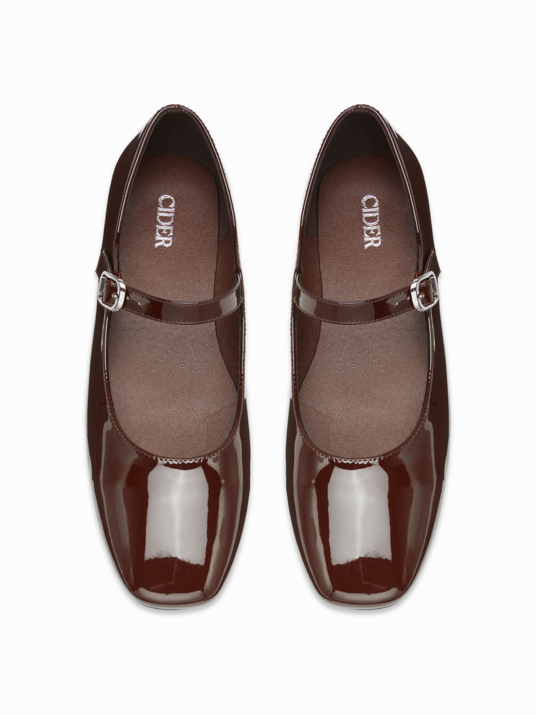 FAUX PATENT LEATHER MARY JANE FLATS