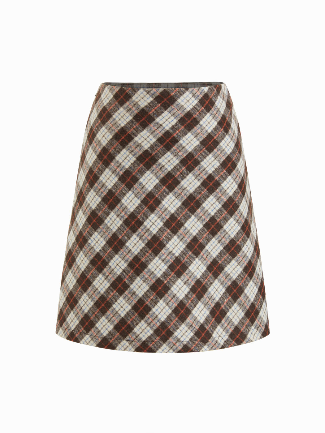 Wool-blend Mid Rise Plaid A-line Mini Skirt