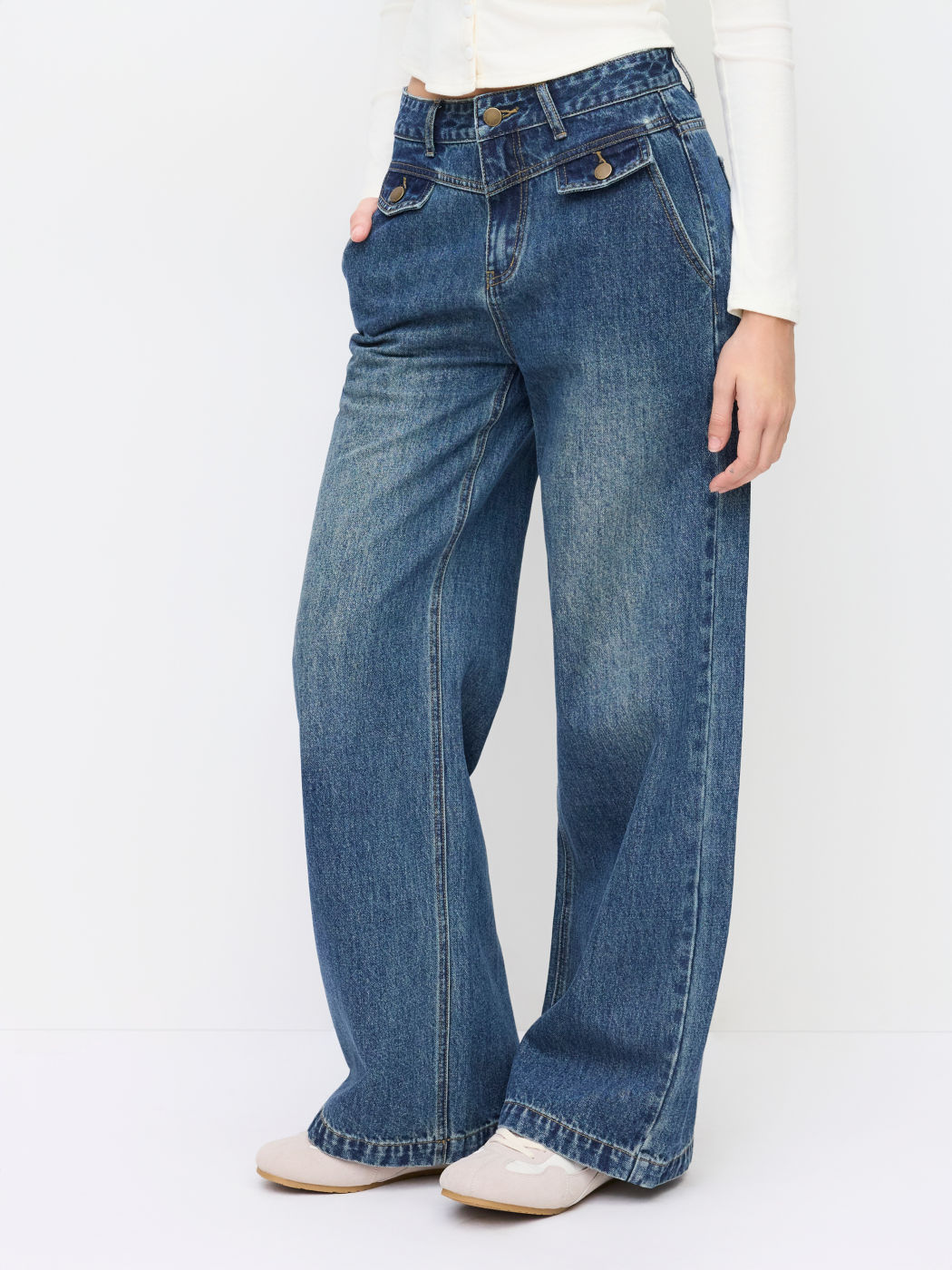 Denim High Rise Straight Leg Jeans