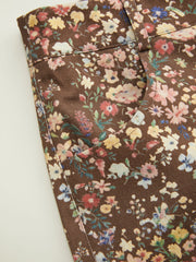 100% Cotton Floral High Rise Straight Leg Trousers