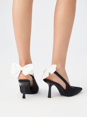 BOWKNOT POINTED TOE SLINGBACK HEELS