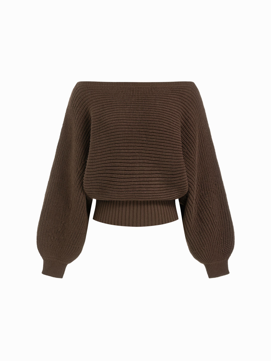 Knit Boat Neck Long Sleeve Cinched Waist Oversized Top