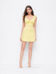 Sweetheart Neck Ruffle Trim Bowknot Mini Dress