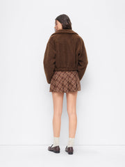 Fleece Collar Pocket Long Sleeve Cropped Jacket