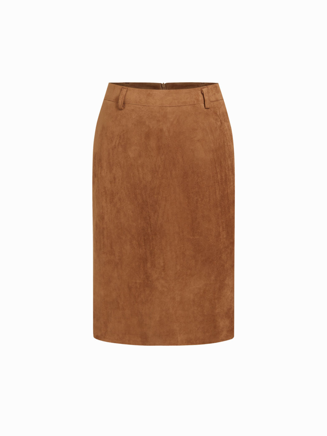 Suede Mid Rise Midi Pencil Skirt