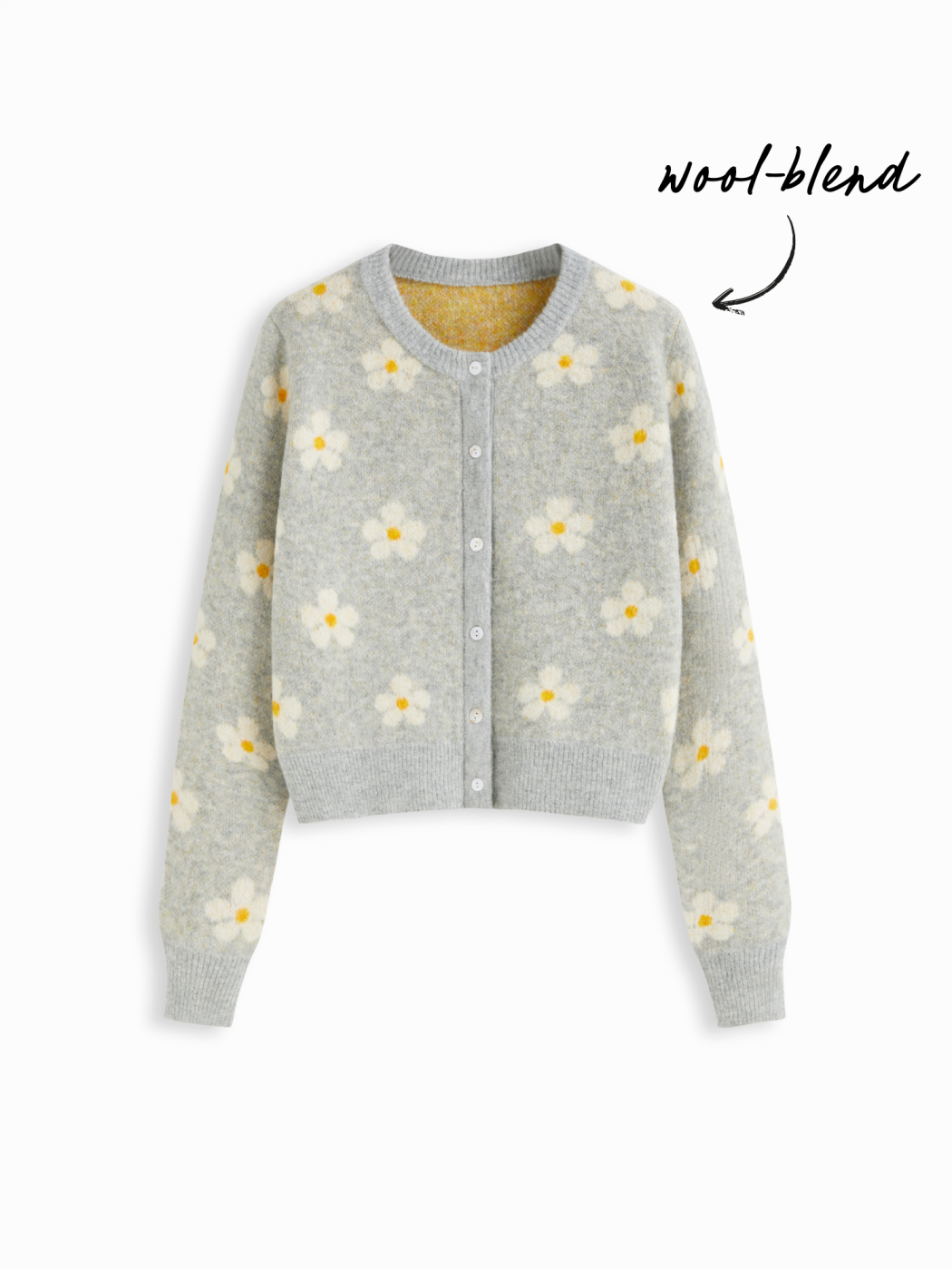 Wool-blend Round Neckline Solid Button Knitted Cardigan