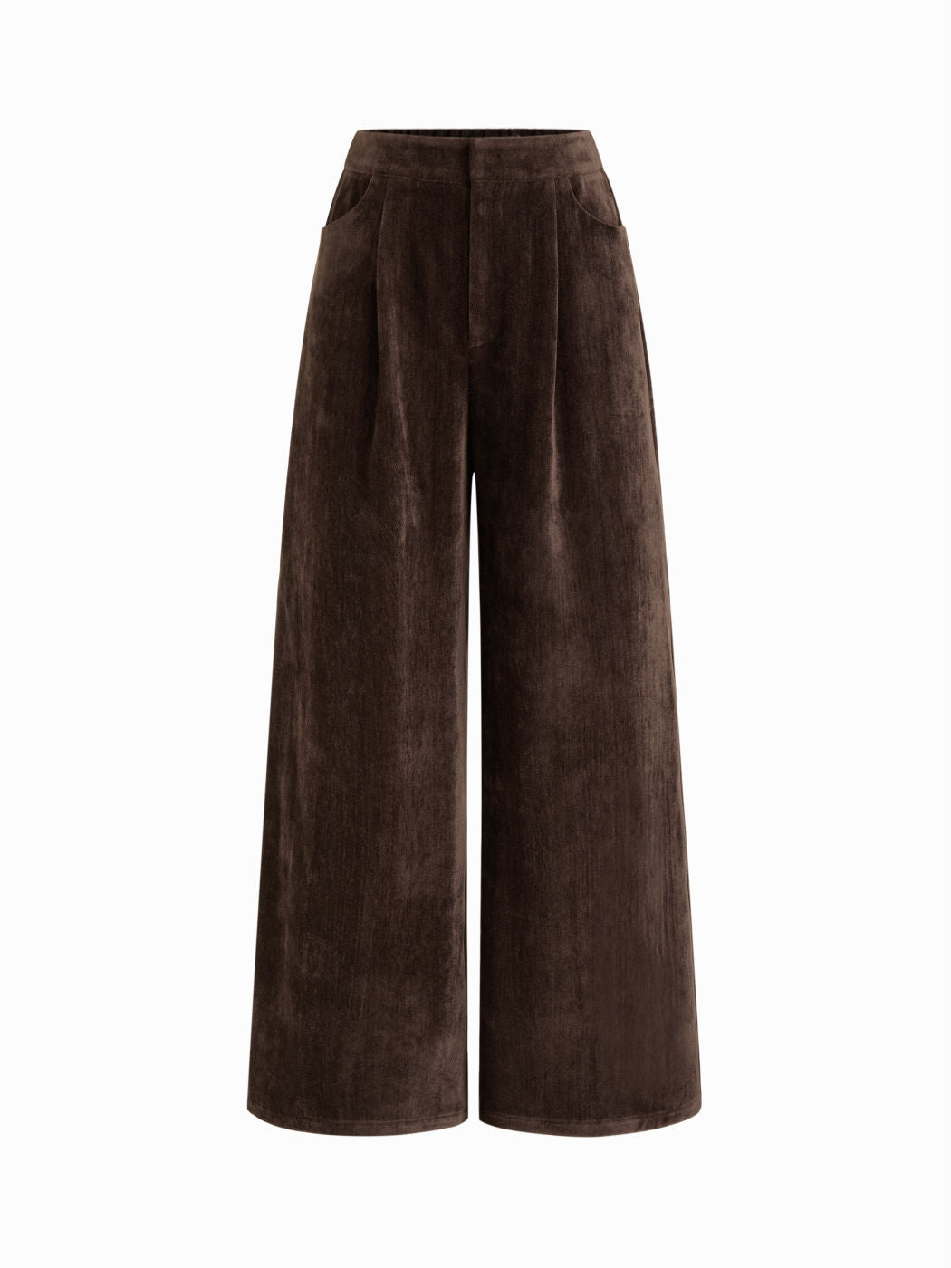 Velvet Mid Rise Wide Leg Trousers