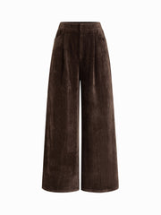 Velvet Mid Rise Wide Leg Trousers
