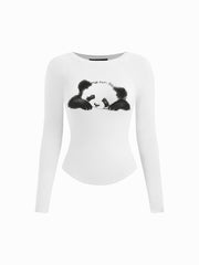 Panda Graphic Raglan Sleeve Tee