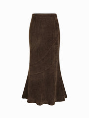 Chenille Cotton-blend Mid Rise Mermaid Maxi Skirt