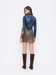Oil Painting Graphic High Neck Long Sleeve Top