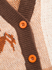 Horse Pattern V-neck Knit Oversized Cardigan
