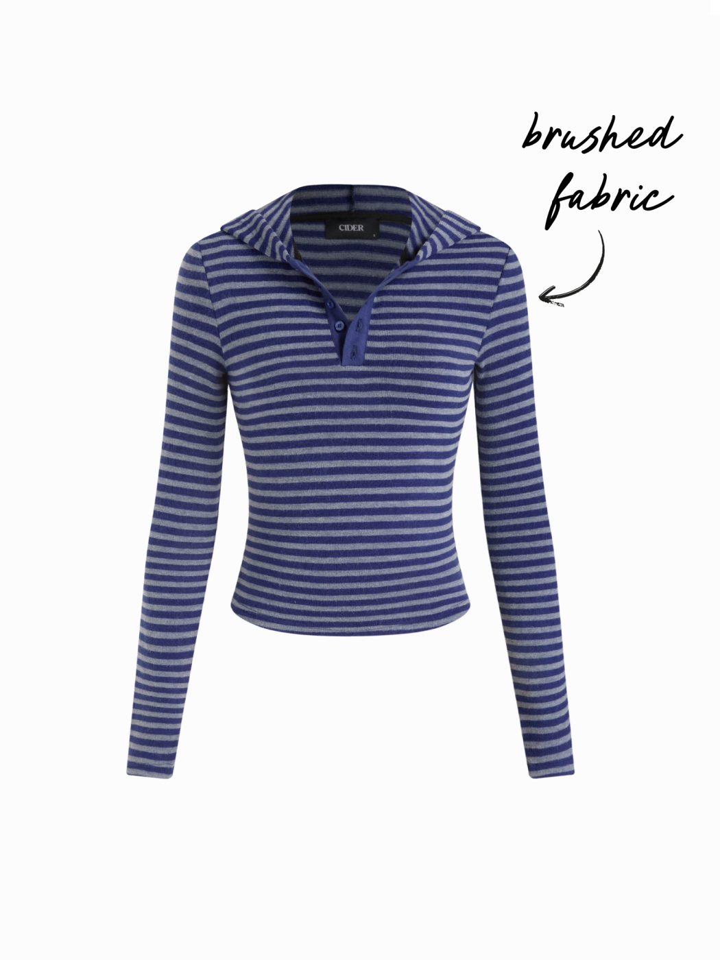 Brushed Fabric Hooded Striped Sweatshirt