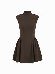 High Neck Ruffle A-line Mini Dress