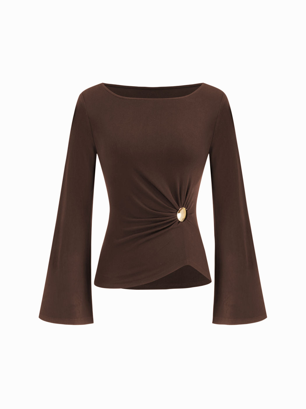 Boat Neck Metal Detail Top