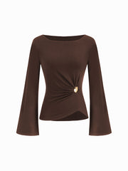 Boat Neck Metal Detail Top