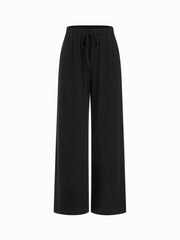 Brushed Fabric V-neck Bell Sleeve Ruched Asymmetrical Top & Straight Leg Trousers Set