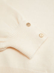 Knit Round Neck Solid Button Long Sleeve Sweater